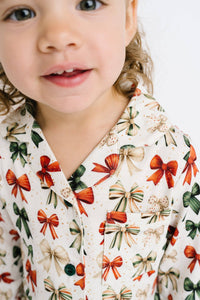 Holiday Bows Bamboo Button Up Set
