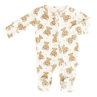 Beary Sweet Bamboo Waffle Zipper Footie