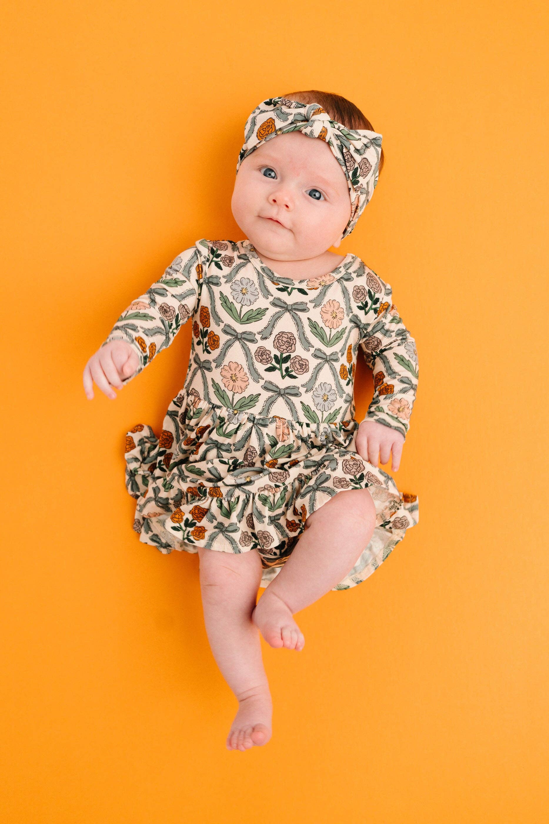 Cottage Bow Long Sleeve Bodysuit Bamboo Dress