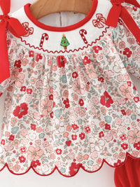 Christmas Red Floral Bloomer Set