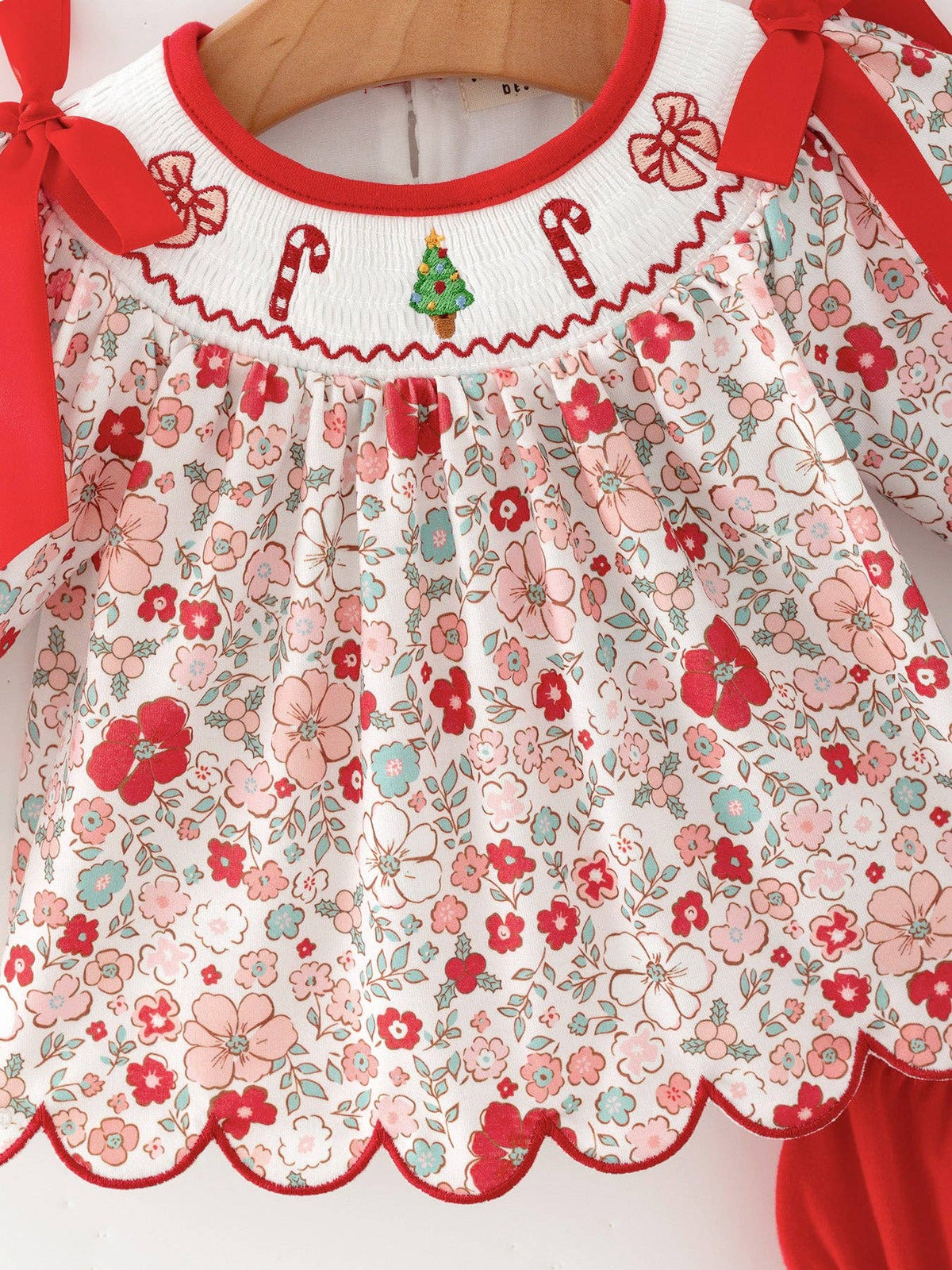 Christmas Red Floral Bloomer Set