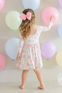 Long Sleeve Twirl Dress | Birthday Bash Pink