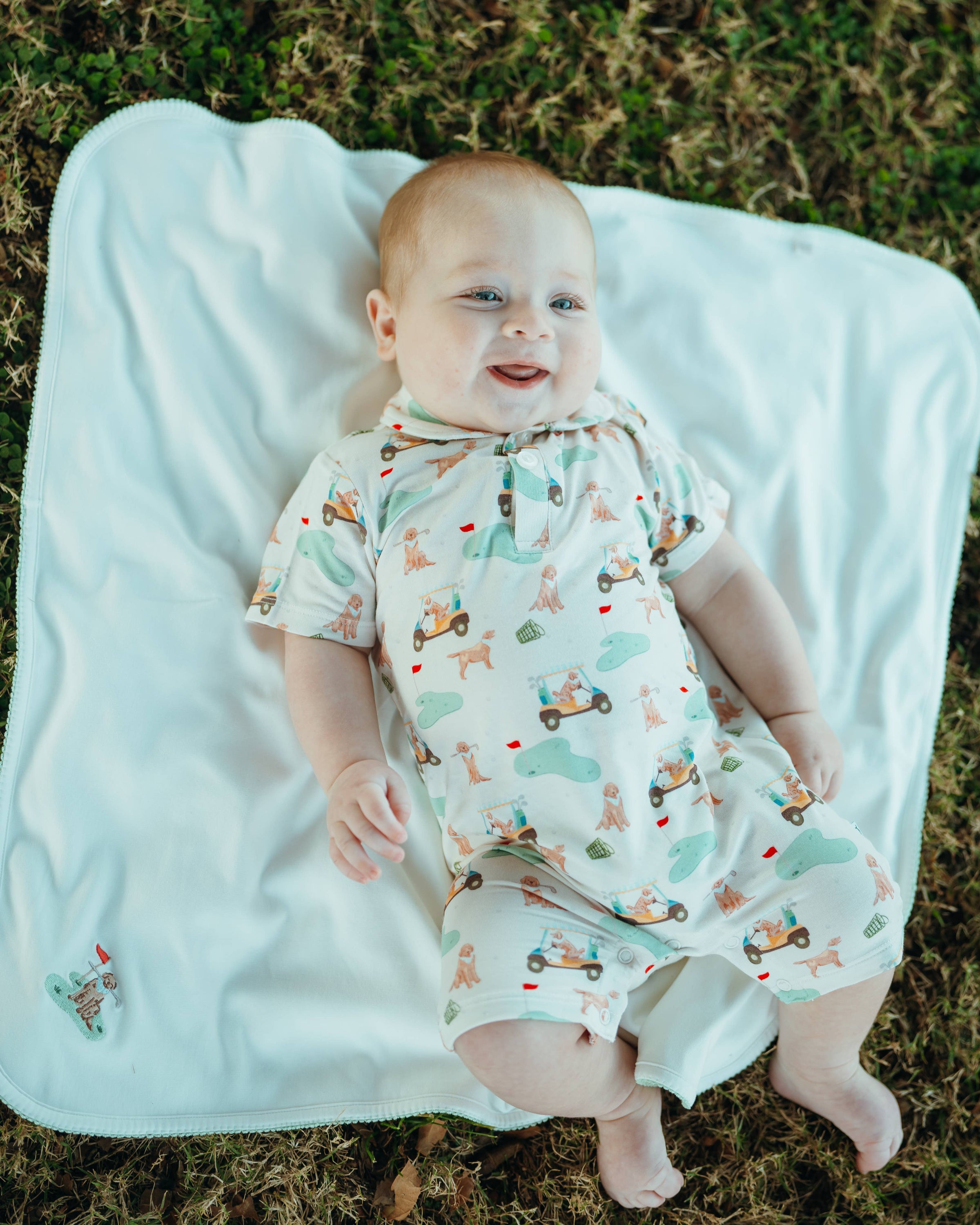 Short Sleeve Polo Romper -Barks & Birdies