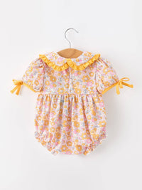 Pumpkin Floral Bubble Romper