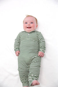 Stripes (Green) Sweatshirt Polo Romper