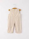 Thanksgiving Plaid Embroidery Romper