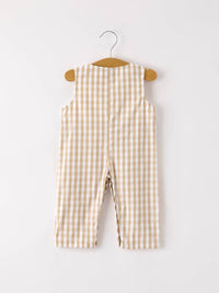 Thanksgiving Plaid Embroidery Romper