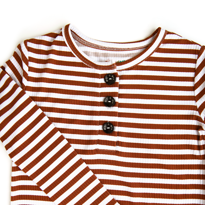 Chase Brown Ribbed Two Piece Set
