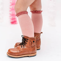 Blush + Mauve Lace Top Knee High Socks
