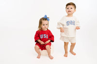 Red USA Embroidered Slouchy Set