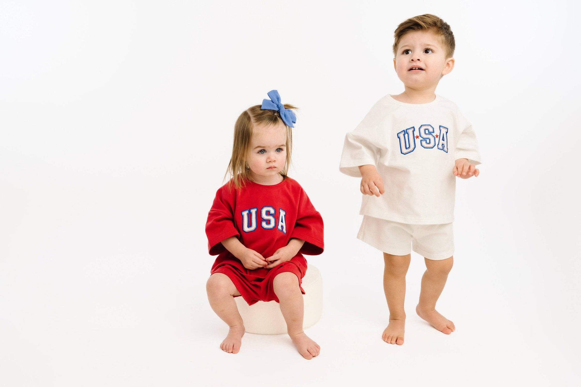 Red USA Embroidered Slouchy Set