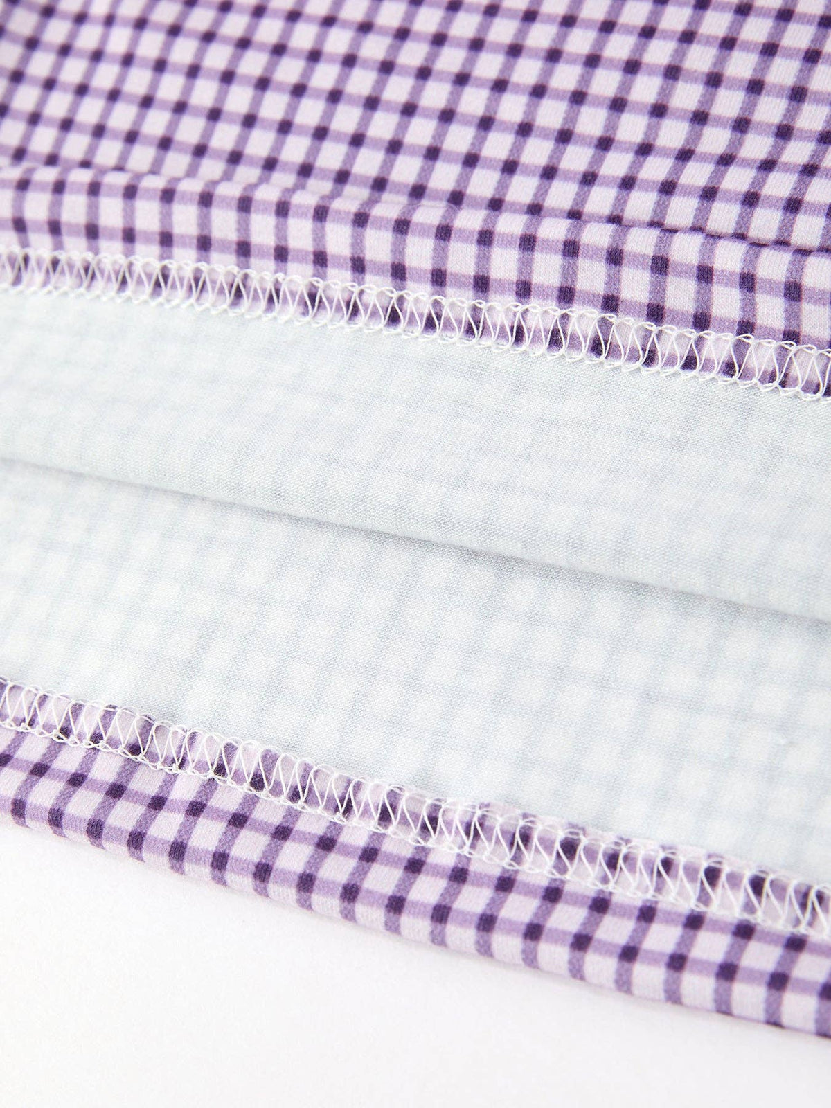 Purple Gingham Floral Collar Dress