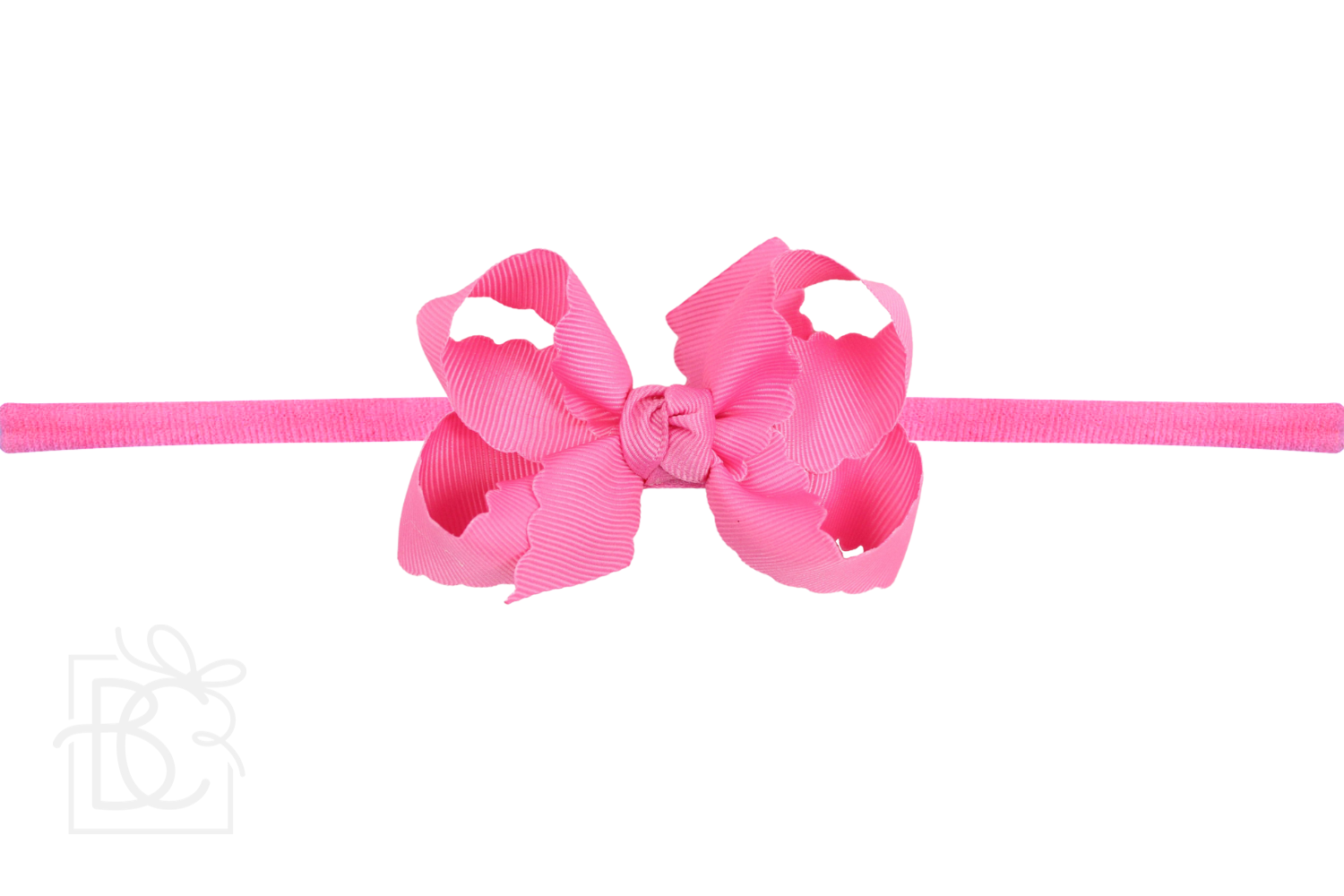 Nylon Headband w/ Scalloped Bow (Mult. Colors)
