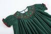 Green Christmas Mistletoe Smocked Bishop Dress