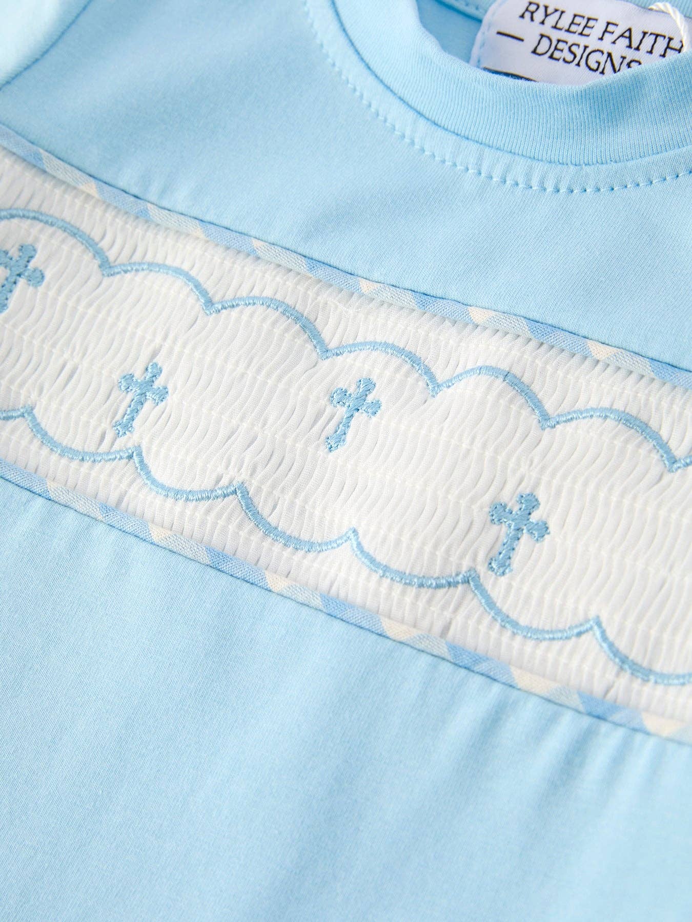 Blue Smocked Cross Romper