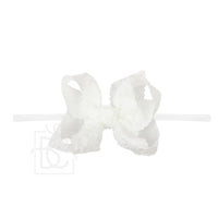 1/4" Pantyhose Headband w/Scalloped Edge Lace Flower Bow