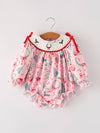 Holly Christmas Embroidery Smocked Bubble