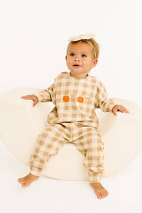 Pumpkin Season Bow Embroidered Crewneck Set