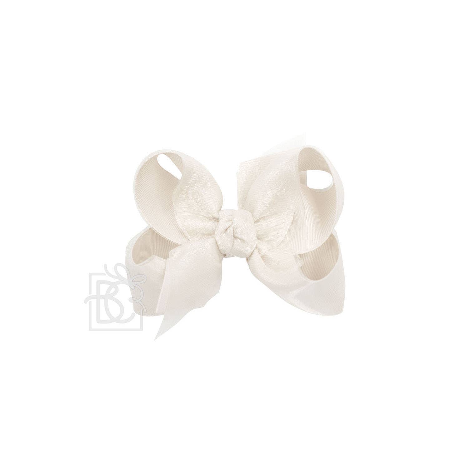 LAYERED ORGANZA/GROSGRAIN BOW ON CLIP