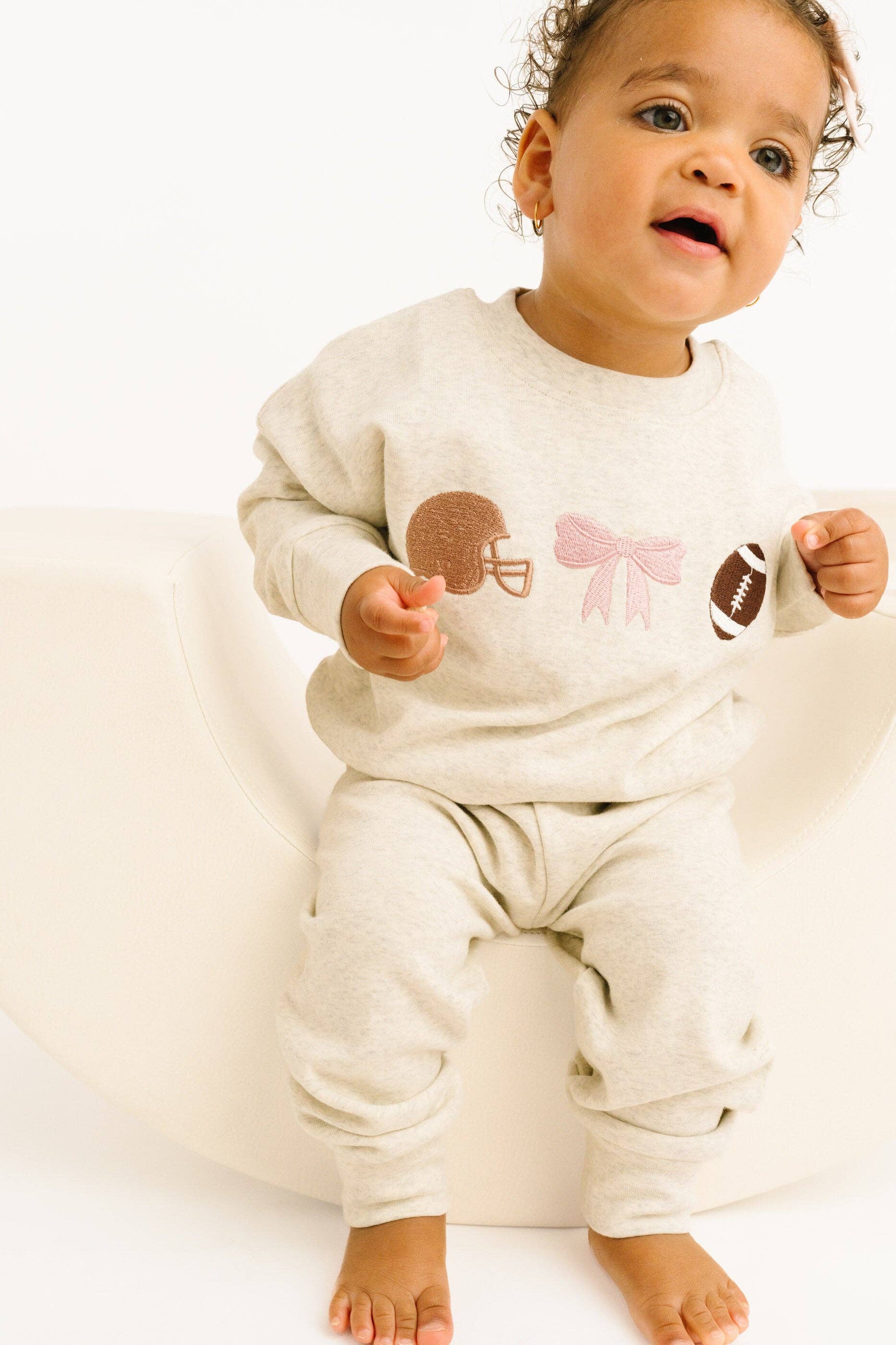 Touchdown Bow Embroidered Crewneck Set