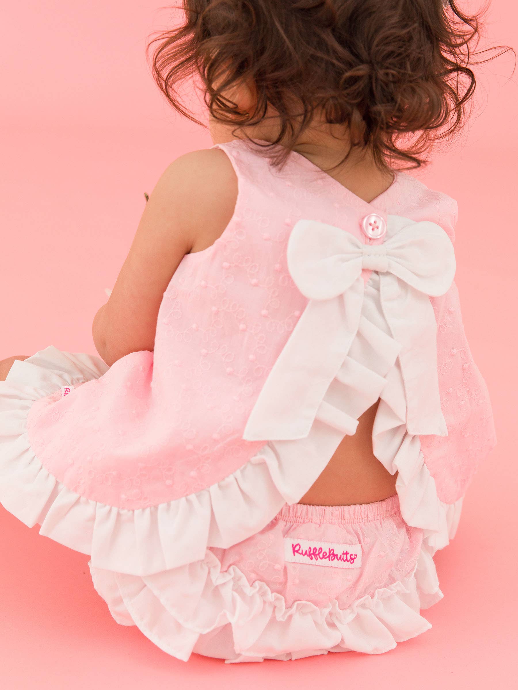 Pink & White Swiss Dot Swing Top & Bloomer Set