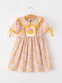 Bow Pumpkin Floral Dress