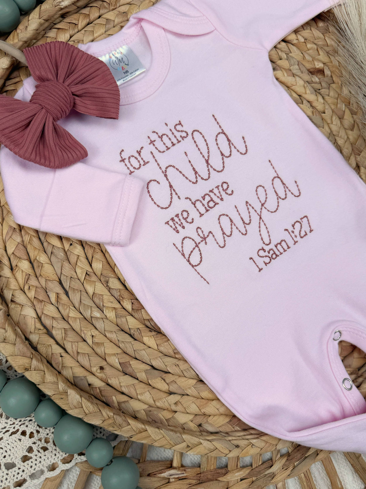 Baby Romper | For This Child We Have Prayed | Pink