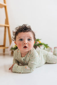 Green Little Goose Zipper Romper