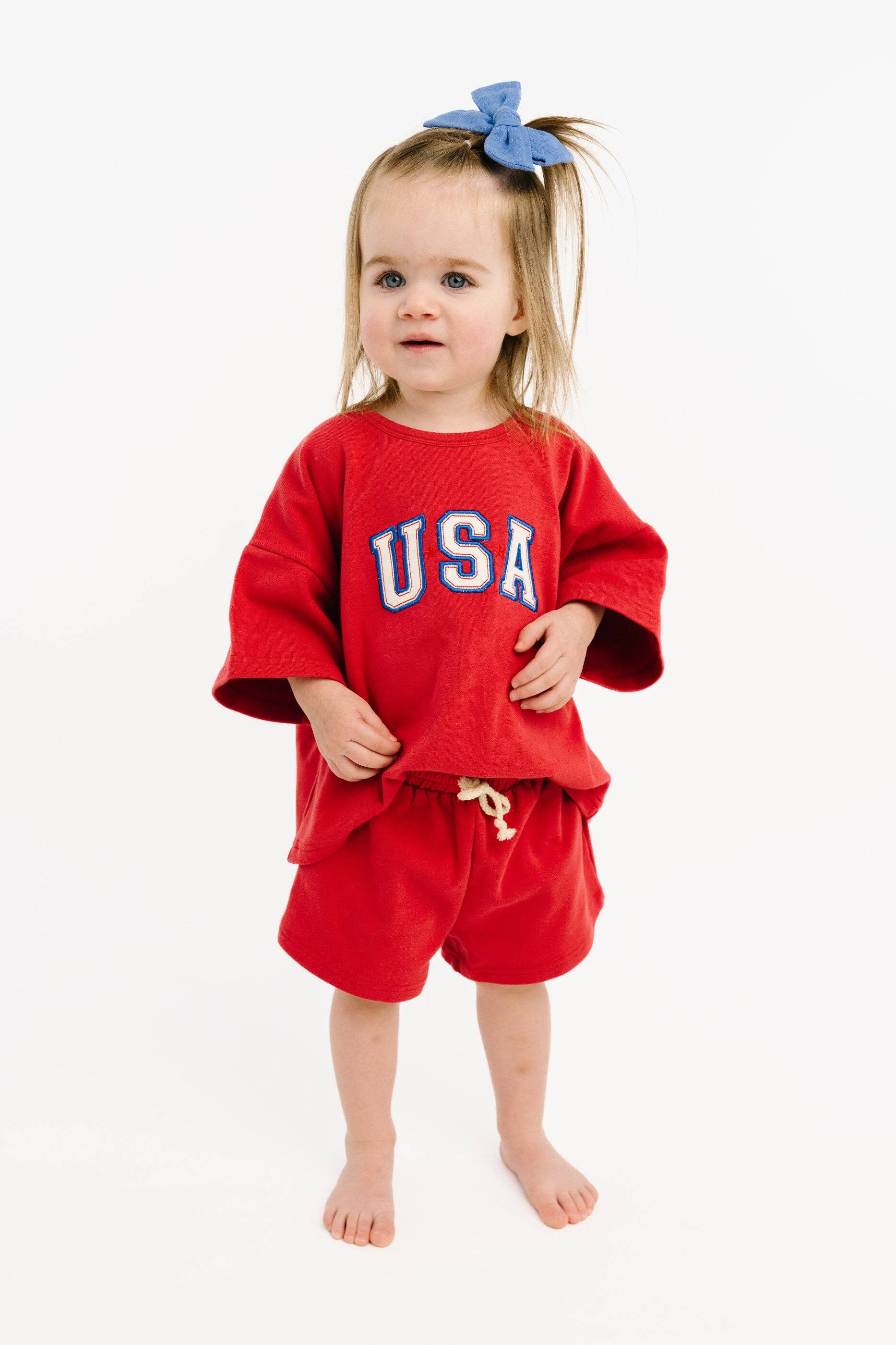 Red USA Embroidered Slouchy Set