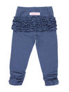 Baby Girls Faux Denim Ruched Bow Leggings