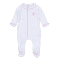 Sweet Peppermint Pink Emb Ruffle Footie