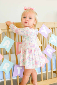 Long Sleeve Twirl Bodysuit | Birthday Bash Pink