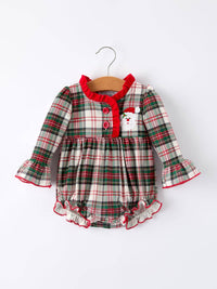 Christmas Plaid Santa Applique Bubble