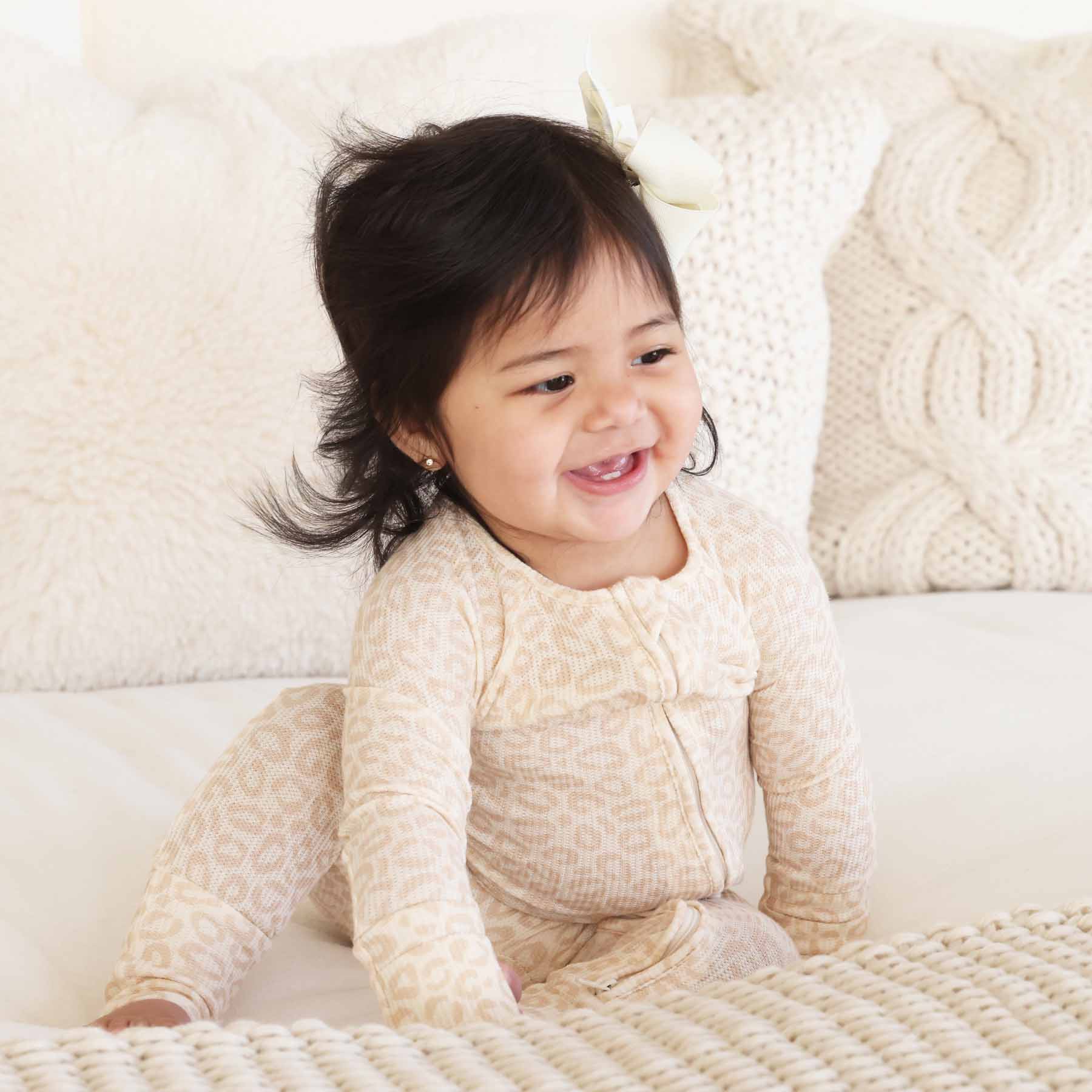 Lovely Leopard Bamboo Waffle Convertible Zip Romper