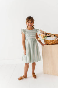 Mint Bay Stripes | TIE-BACK DRESS