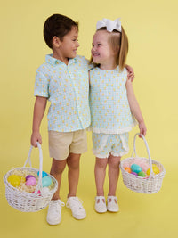 Boys Chirping Chicks Gingham Gauze Button-Up Romper