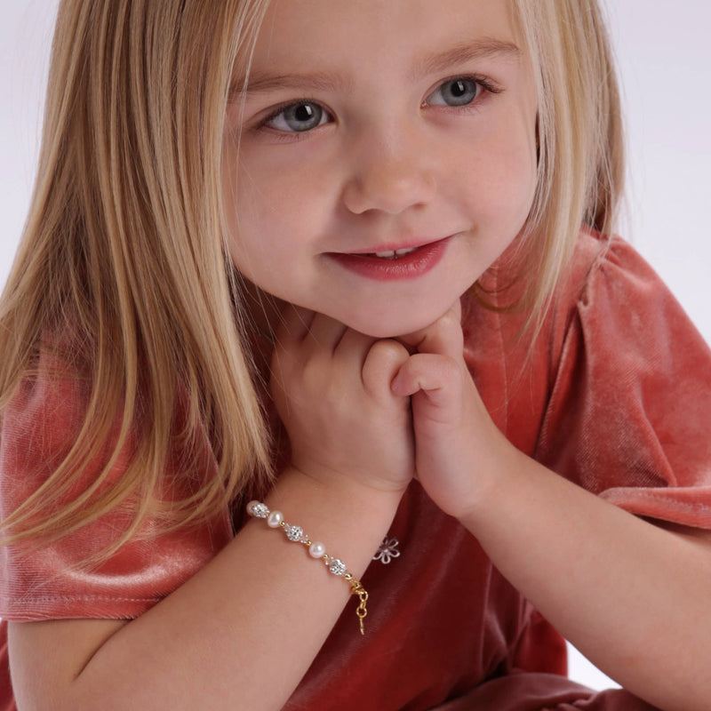 14K Gold Plated Pearl Baby Bracelet - Charlotte