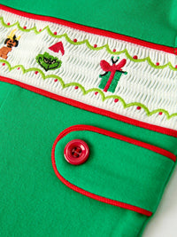 Christmas "Mean One" Embroidered Romper
