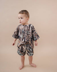 Brown Camo Slouchy Shorts Set