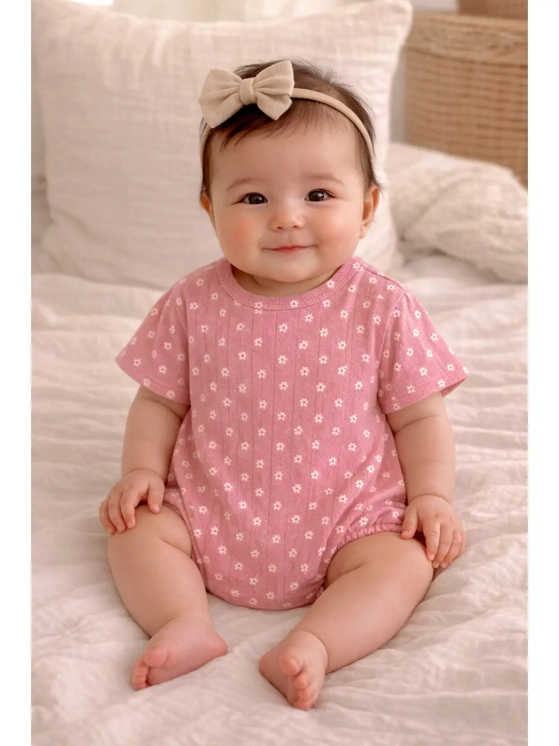 Pink Flower / Organic Pointelle T-Shirt Bubble