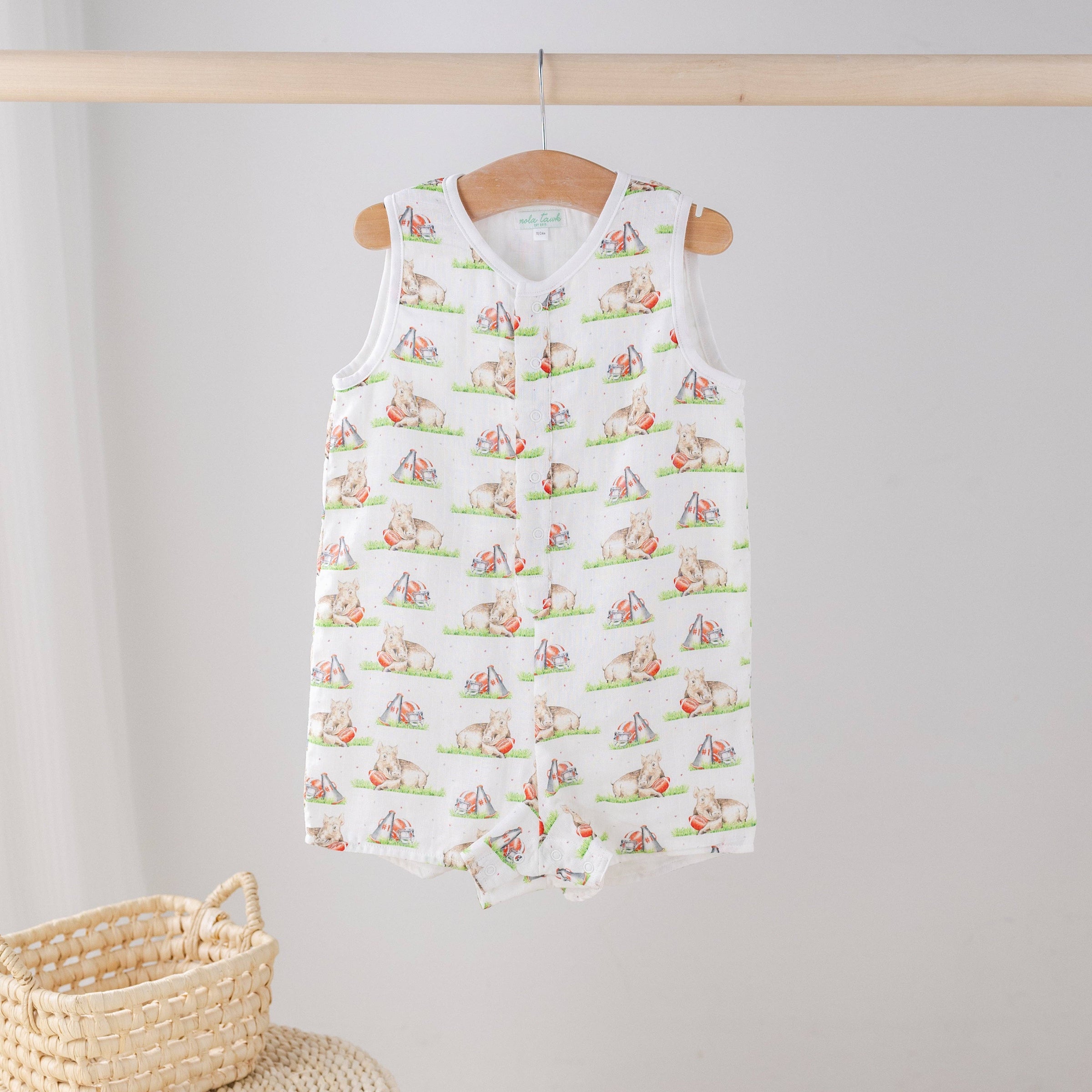Mascot Mania in Arkansas Organic Muslin Shortall