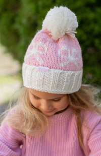 Bows Bobble Hat - Pink