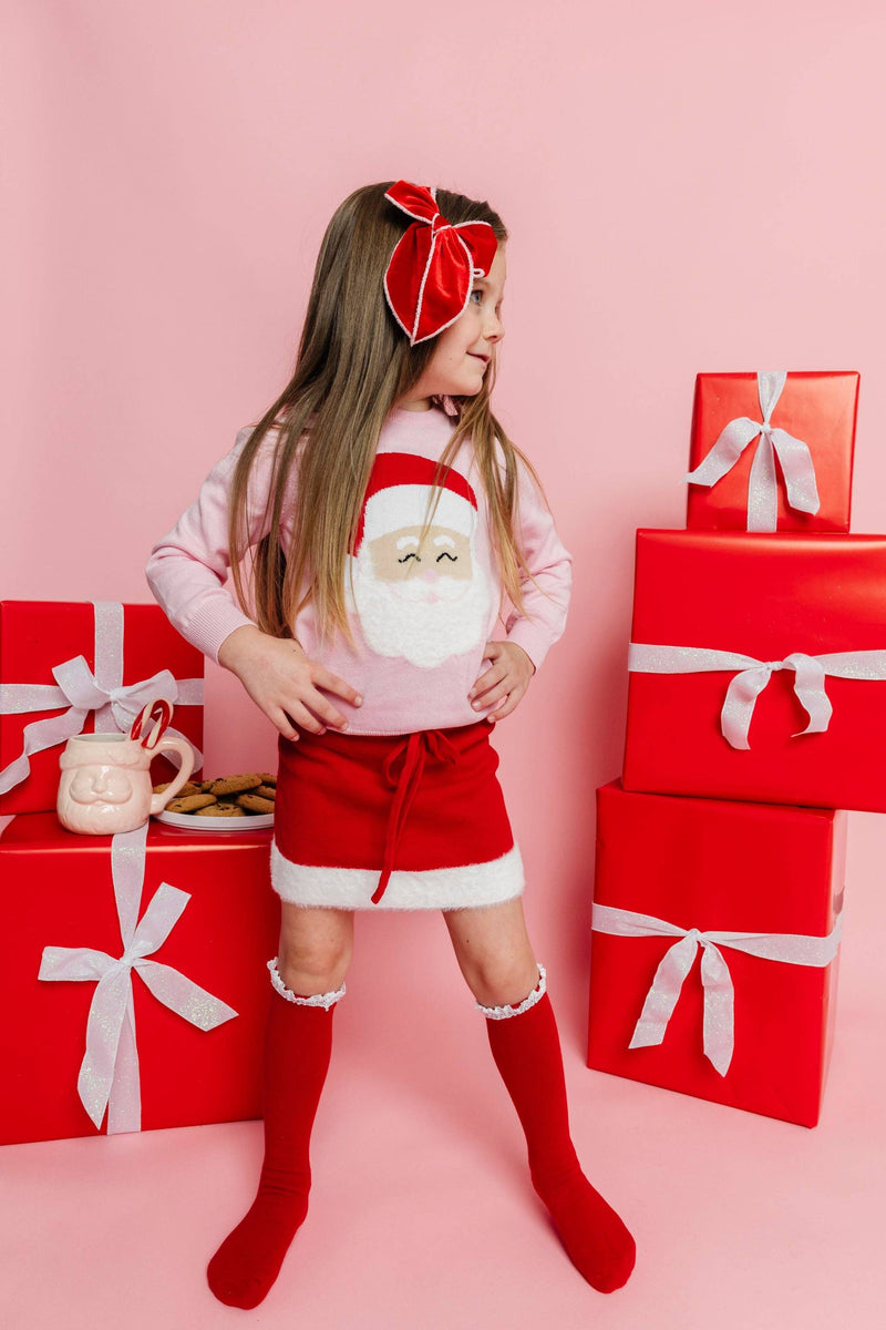 Santa Baby Lace Top Knee High Socks
