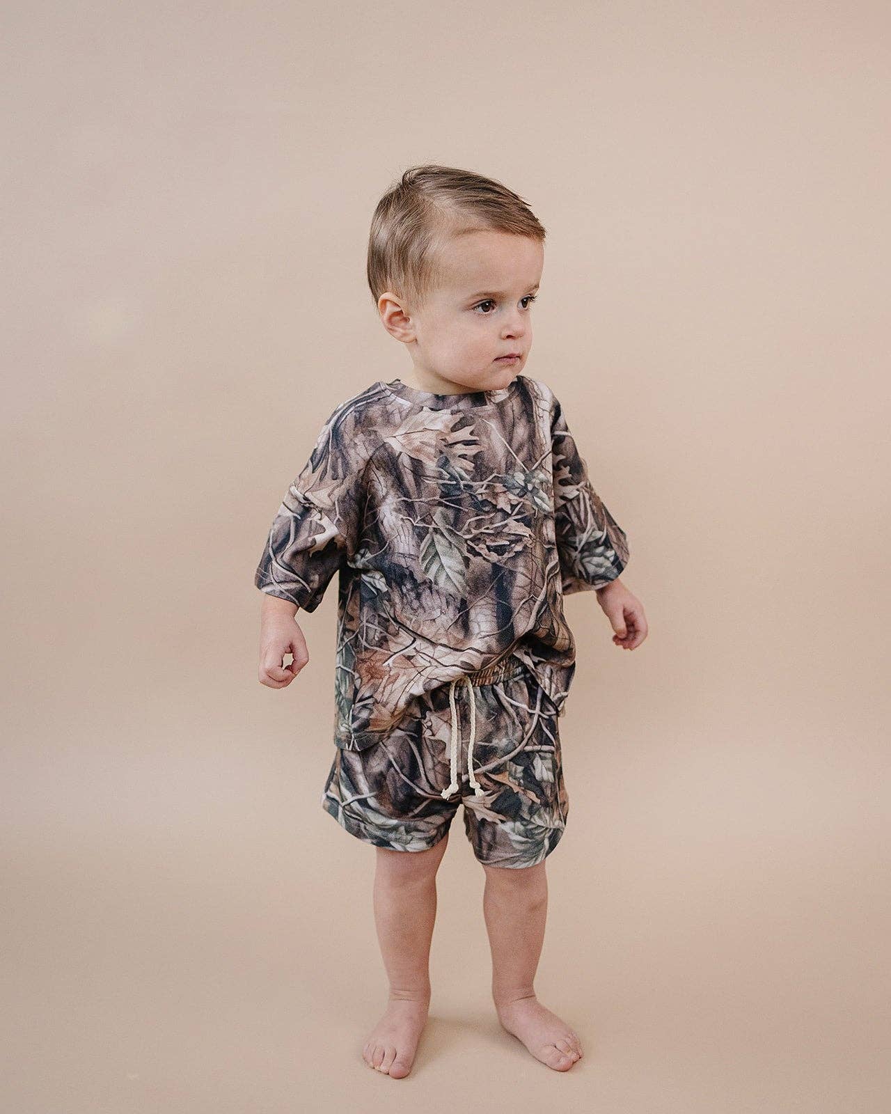 Brown Camo Slouchy Shorts Set