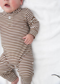 Chocolate Stripes - Sweatshirt Polo Romper