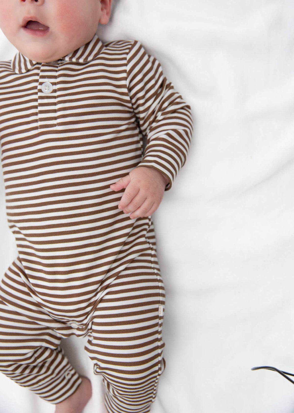 Chocolate Stripes - Sweatshirt Polo Romper