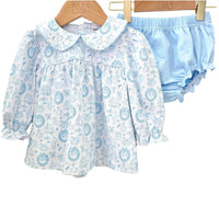 Blue Christmas Toile Bloomer Set