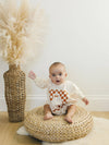 Checkered Ghost Baby Sweatshirt Romper