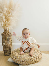 Checkered Ghost Baby Sweatshirt Romper