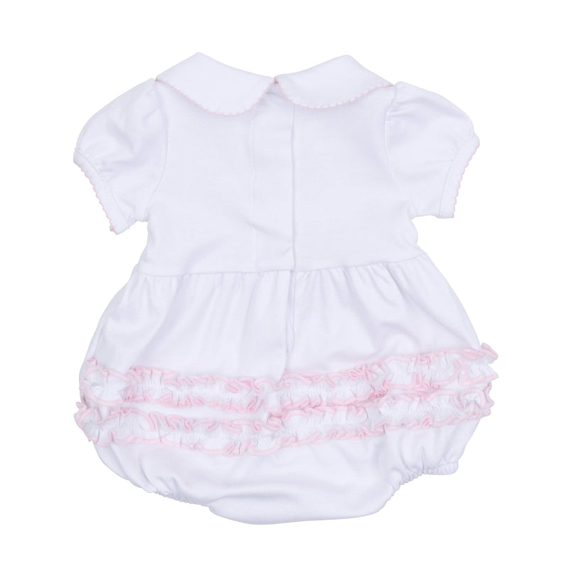 Essentials Solid Ruffle Bubble in White Pink